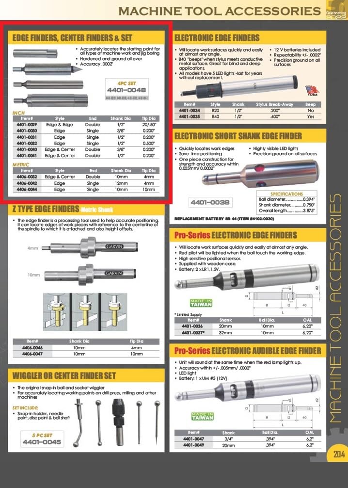 HHIP 4401-0040 Combo Buscador de bordes y centrales, vástago de 3/8 pulgadas