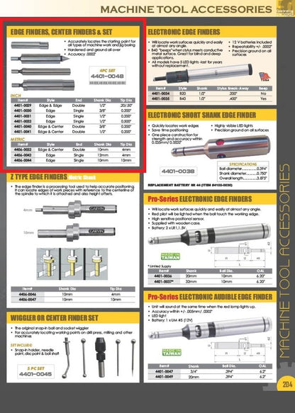 HHIP 4401-0040 Combo Buscador de bordes y centrales, vástago de 3/8 pulgadas