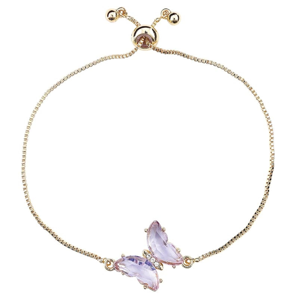 Faithworks Christian Jewelry – Pulsera de mariposa esmaltada en tono dorado y tono dorado, ajustable, morado