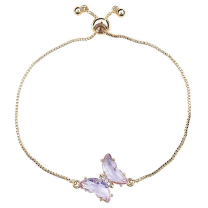 Faithworks Christian Jewelry – Pulsera de mariposa esmaltada en tono dorado y tono dorado, ajustable, morado