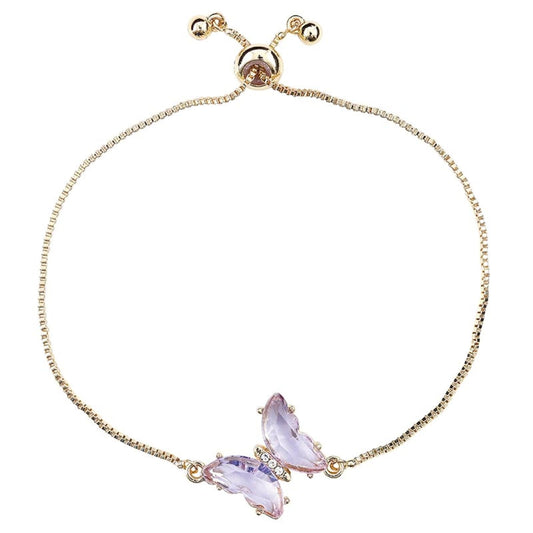 Faithworks Christian Jewelry – Pulsera de mariposa esmaltada en tono dorado y tono dorado, ajustable, morado