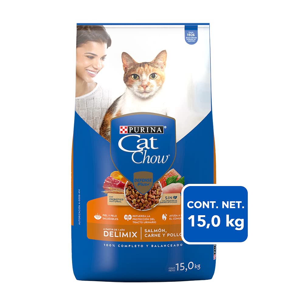 Purina - Cat Chow Comida para Gato, Adulto, Deli Mix, 15.0 kg + Felix Croquetas para Gato, Triple Delicious Granja, 10kg