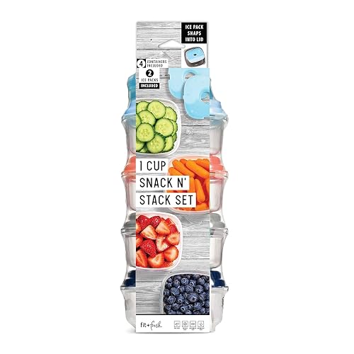 Fit & Fresh Healthy Living Juego de recipientes de 1 taza apilables, verde