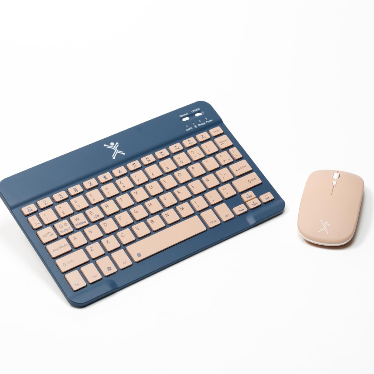 Perfect Choice Kit de Teclado y Mouse Bluetooth Inalámbrico Recargable de Diseño Compacto Genova (Azul)