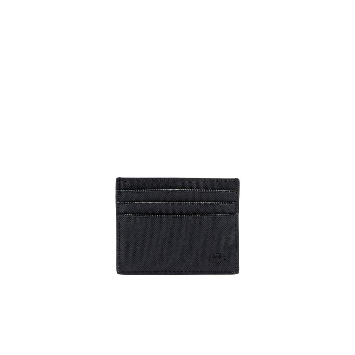 Lacoste Tarjetero de Poliuretano para Hombre Negro | Talla Única, protección RFID, piqué reciclado, 6 ranuras, cocodrilo tono en tono