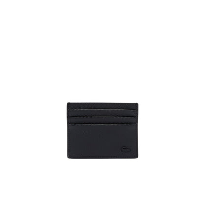 Lacoste Tarjetero de Poliuretano para Hombre Negro | Talla Única, protección RFID, piqué reciclado, 6 ranuras, cocodrilo tono en tono