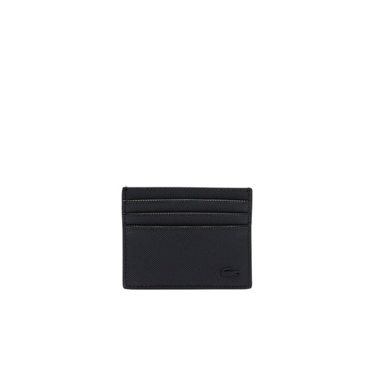 Lacoste Tarjetero de Poliuretano para Hombre Negro | Talla Única, protección RFID, piqué reciclado, 6 ranuras, cocodrilo tono en tono