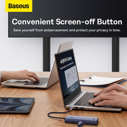 Baseus USB-C Hub 7-En-1 USB C Estación de Acoplamiento con 7 Puertos, Adaptador a HDMI 4K, PD de 100 W, 2 USB, Rj45, SD/TF, Gris
