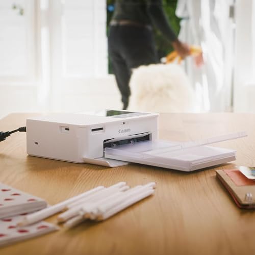 Canon Impresora Selphy CP1500 Blanco | Incluye casete de papel, adaptador de corriente y cable de CA para impresión, organización y alimentación