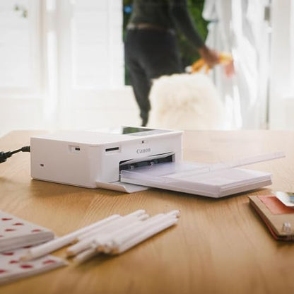 Canon Impresora Selphy CP1500 Blanco | Incluye casete de papel, adaptador de corriente y cable de CA para impresión, organización y alimentación