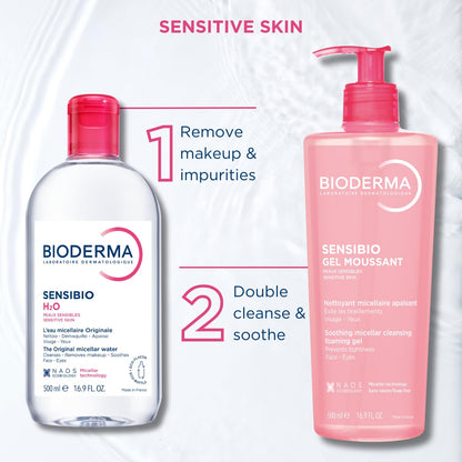 BIODERMA, Limpiador Facial, Sensibio Gel Moussant Micelar para Piel Sensible, Hidratación al instante, 100 ml