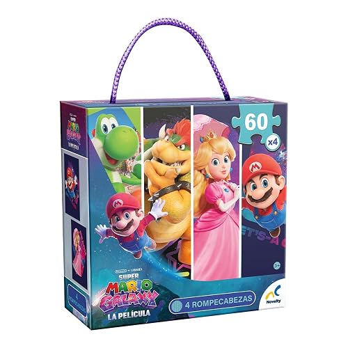 NOVELTY CORP Rompecabezas 4 en 1 Super Mario Galaxy, 60 Piezas Cada Uno