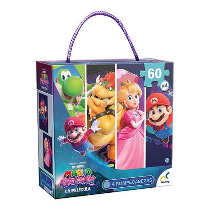 NOVELTY CORP Rompecabezas 4 en 1 Super Mario Galaxy, 60 Piezas Cada Uno