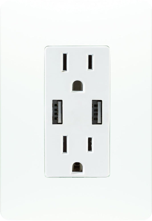 Niessen N1330-BL Contacto Duplex 2P+T con Dos Puertos USB, 2.1A, 15A, con Placa Blanca