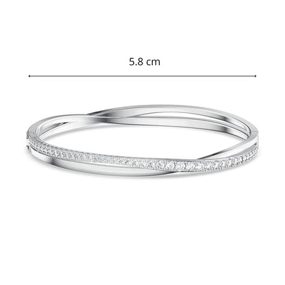 SWAROVSKI Twist Rows Crystal Bracelet Collection, Rhodium & Rose Gold Tone Finish, Clear Crystals