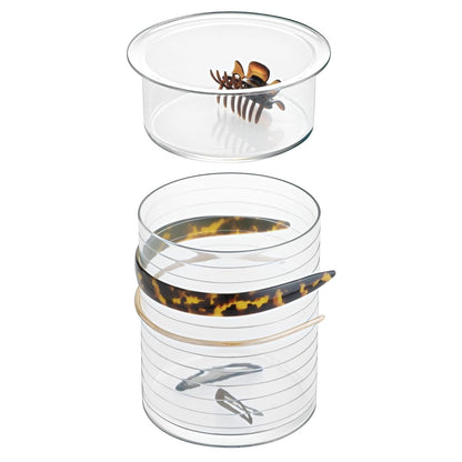 InterDesign Clarity Caja organizadora para Guardar Productos para el Cabello, contenedor plástico con Dos divisiones, Transparente