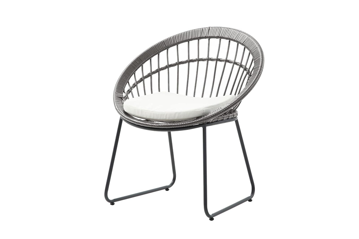 Alterego Silla de Exterior Paros, Ratán sintético con armazon de Acero, Color Gris