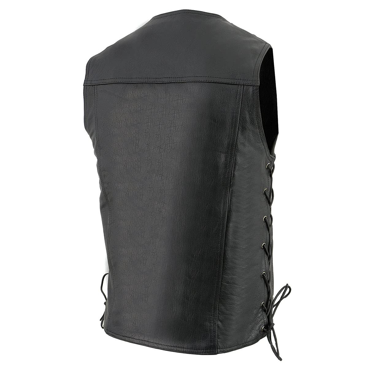 Milwaukee Leather Lkm1360 LKM1360 - Chaleco de piel negro para motociclista para hombre Hombre