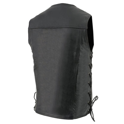 Milwaukee Leather Lkm1360 LKM1360 - Chaleco de piel negro para motociclista para hombre Hombre