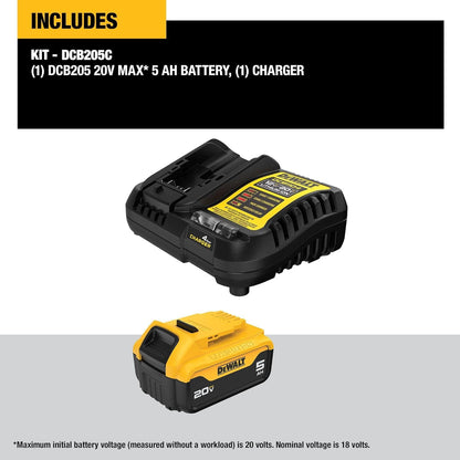 DeWalt Kit de Arranque de Batería DCB205C, Amarillo