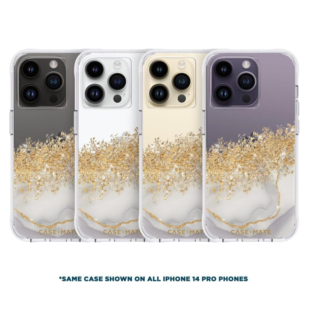Case-Mate iPhone 14 Pro Case - Karat Marble [10FT Drop Protection] [Wireless Charging Compatible] Luxury Cover with Cute Bling Sparkle for iPhone 14 Pro 6.1", Anti-Scratch, Shock Absorbent, Slim Fit