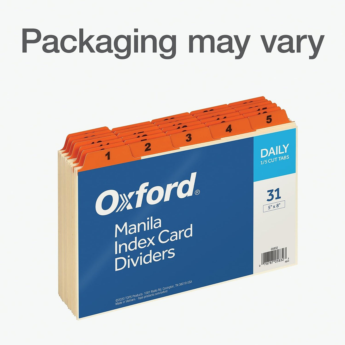 Oxford 05832 - Guías de fichas de índice laminadas, diarias, 1/5 tabaco, manila, 5 x 8 (juego de 31 unidades)