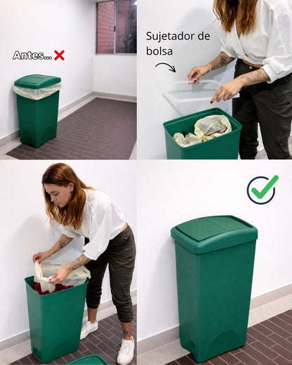 44 L Bote de Basura con Pedal en Plástico IML Negro Metalizado – Sistema Silencioso, Base Antideslizante y Resistente para Hogar, Oficina e Industria | Estra