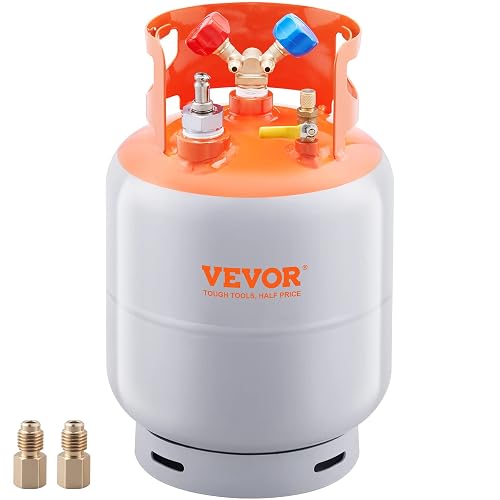 VEVOR - Tanque de recuperación de refrigerante con Interruptor de Flotador, 30 Libras. Capacidad AC - Tanque de recuperación con Adaptador de ¼ a ½, Tanque de recuperación Reutilizable HVAC para Todo