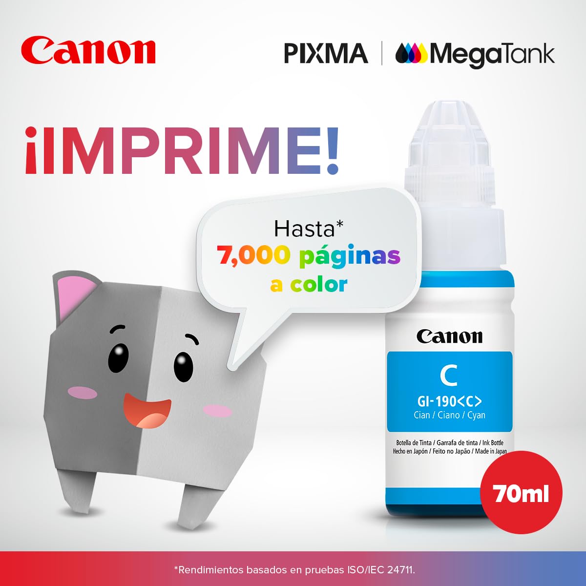 Canon Botella de Tinta GI-190 Cian 70ml G4110, G3110, G2110, G1110