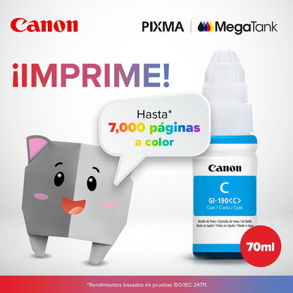 Canon Botella de Tinta GI-190 Cian 70ml G4110, G3110, G2110, G1110
