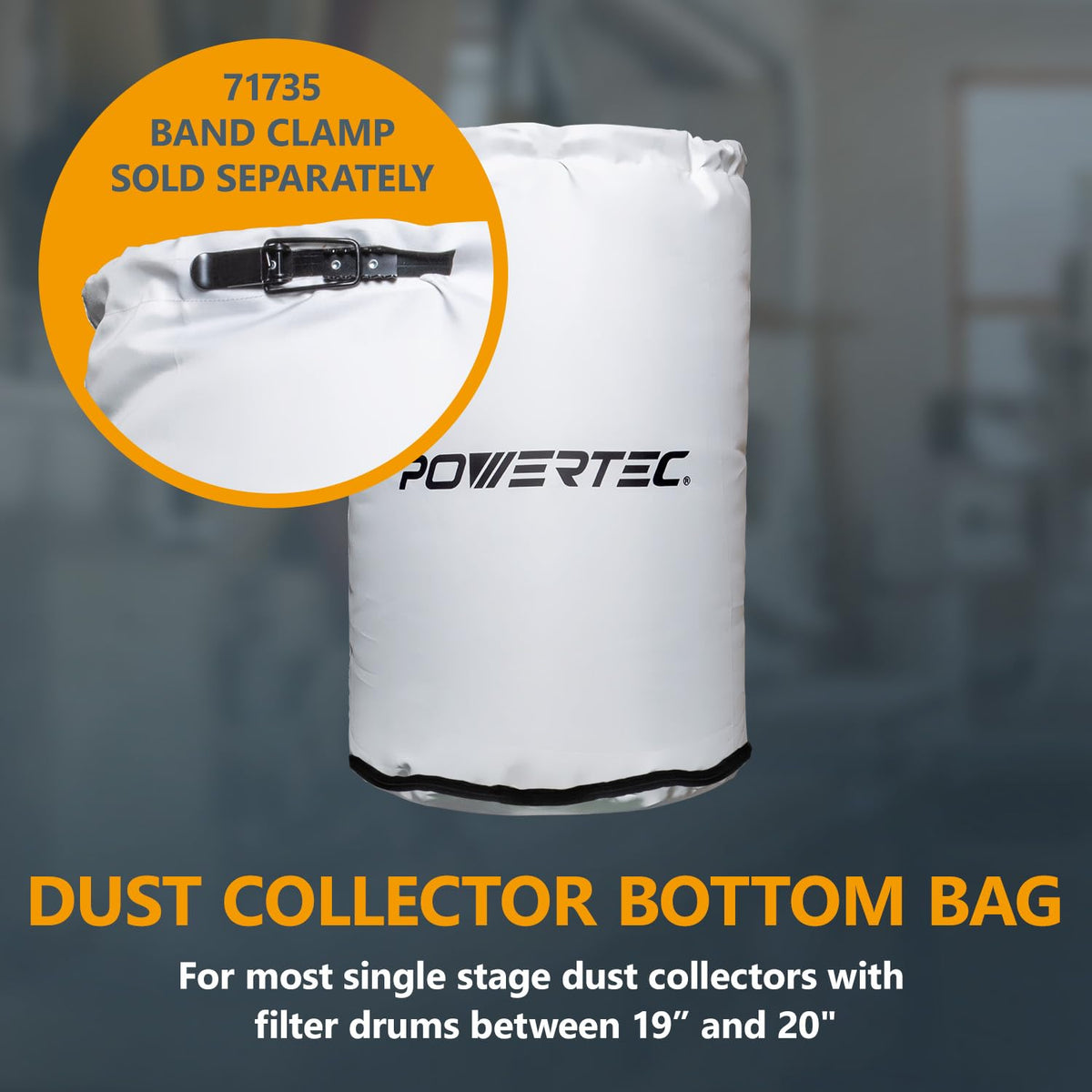 Powertec Bolsa Colectora de Polvo | 20 x 30 pulgadas, compatible con sistemas Delta, Grizzly, Shop Fox, WEN