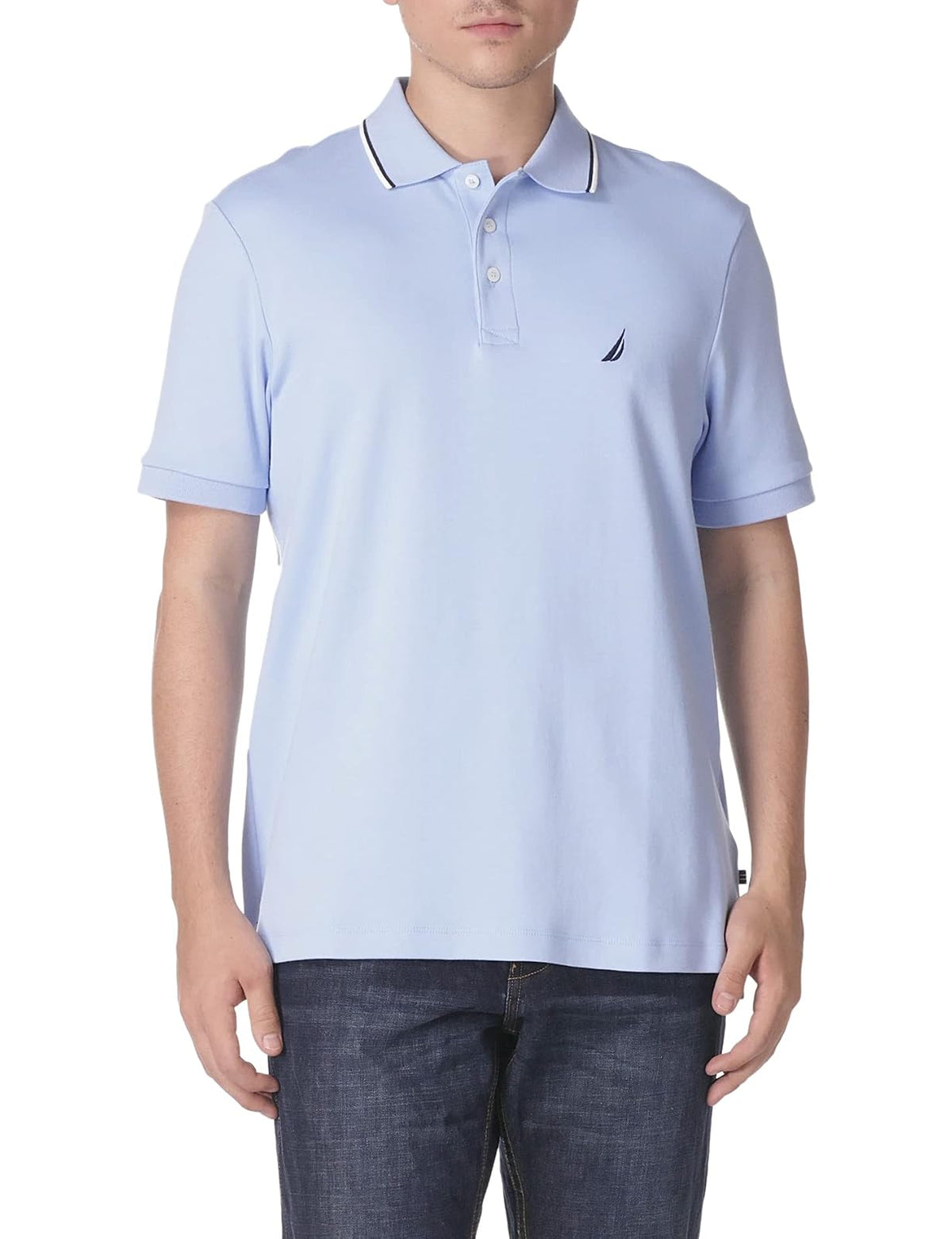 Nautica Polo de Manga Corta Ajuste Clásico para Hombre - Noon Blue - G