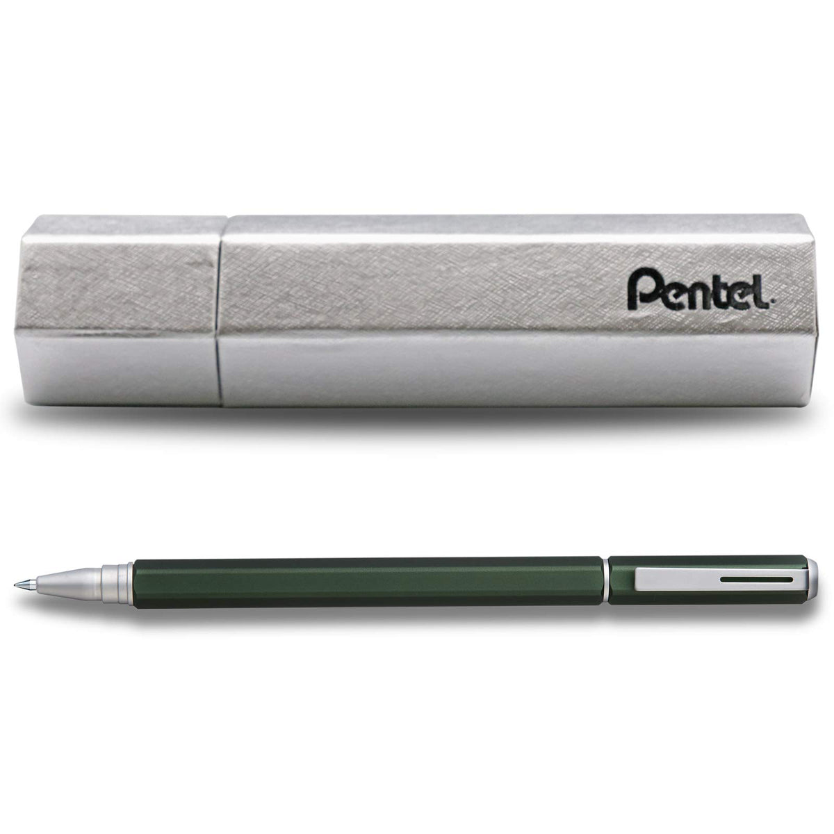 Pentel EnerGel Hexagon Bolígrafo de Tinta Gel, Cuerpo Mate - Verde