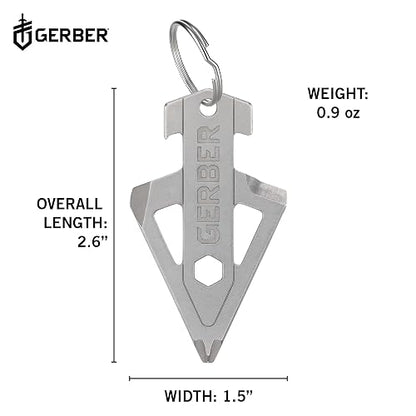 Gerber Broadhead Herramienta Multifunción 1074045 | Plata, acero inoxidable, longitud 6.5 cm, peso 26 g, 5 funciones, llavero