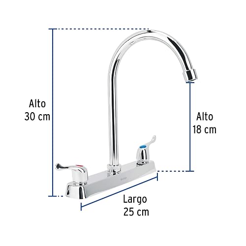 Foset Basic FP-320P, Mezcladora plástica 8" cuello alto para fregadero manerales de palanca