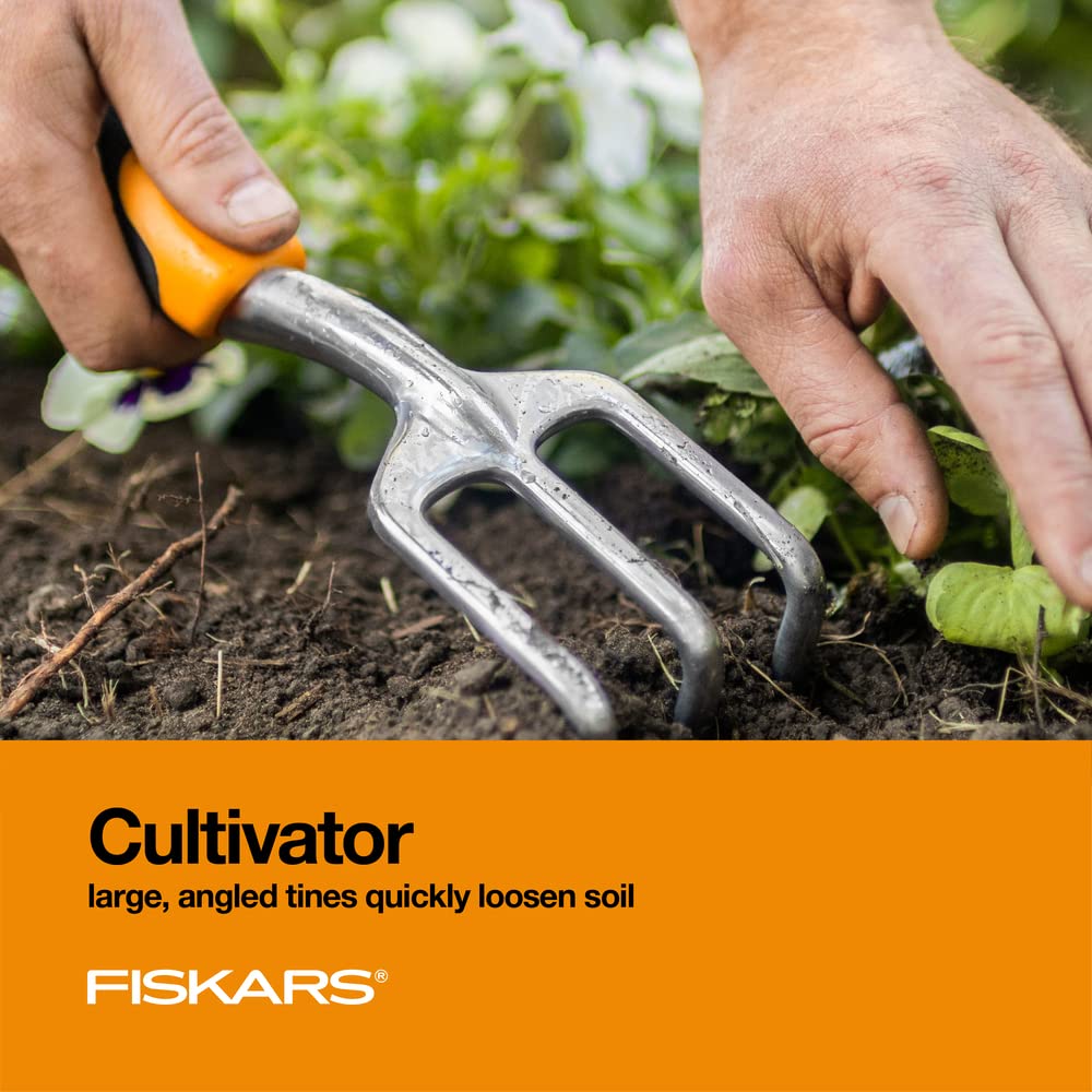 Fiskars - Juego de Herramientas de jardín 3 en 1, Incluye Paleta, trasplantador y cultivador para jardinería al Aire última intervensión, Kit de Herramientas ergonómico para Patio