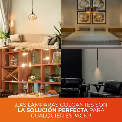 Tecnolite Lámpara de Techo Interior para 6 Focos, Lámpara Colgante Decorativa, Color: Negro Mate, 20CTL8190MVN, Potencia Máxima: 360 Watts, No Incluye Focos.