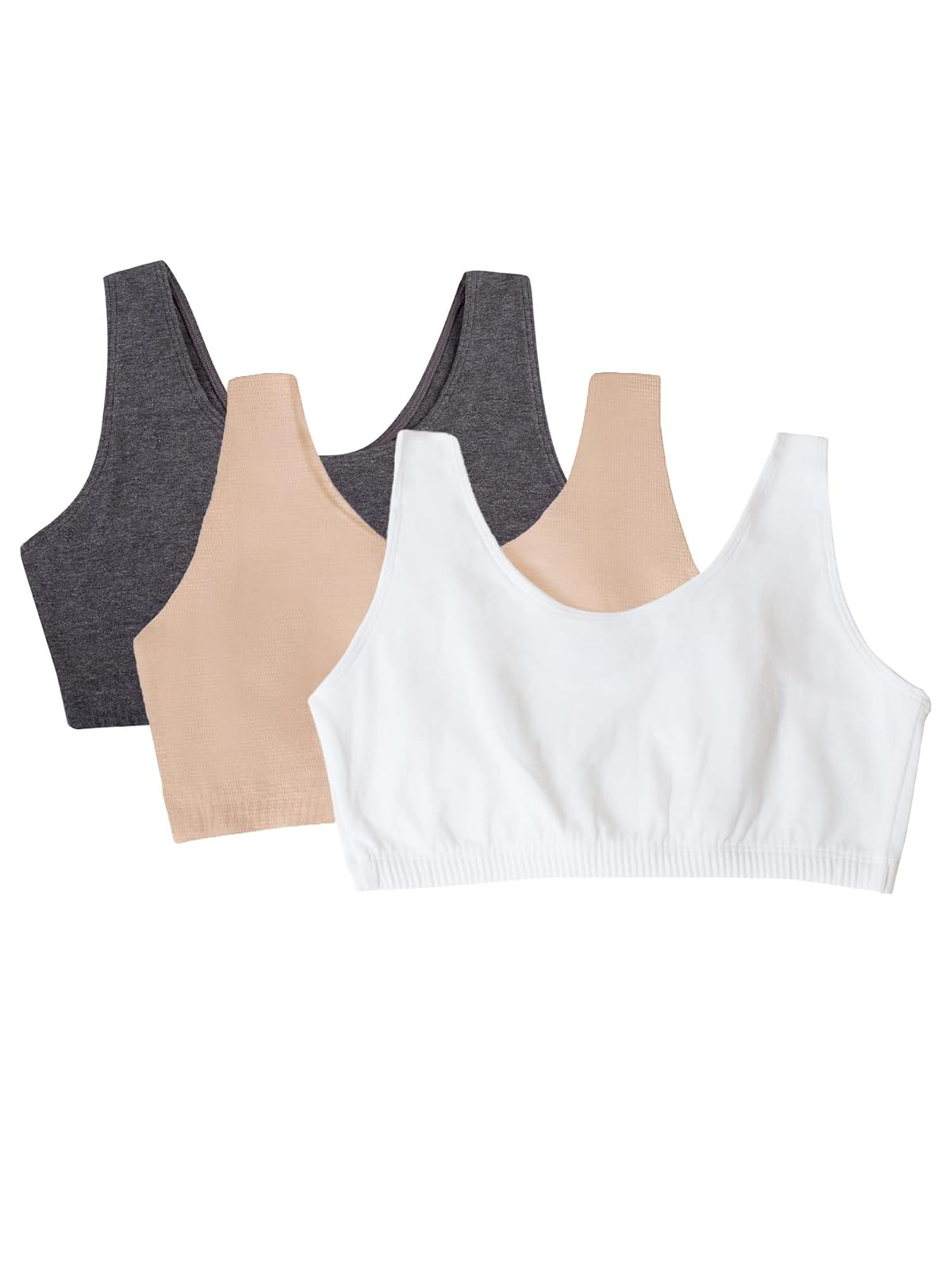 Fruit of the Loom Brasier Deportivo de Algodón para Mujer - Blanco - Arena - Carbón jaspeado - 46