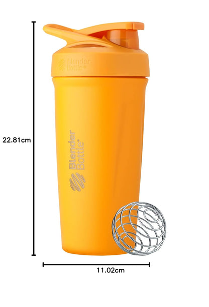 BlenderBottle - Botella agitadora deportiva de acero inoxidable aislada con batidor de alambre, 24 onzas, mango, batidos de proteínas e hidratación para atletas y entusiastas del fitness, fácil de