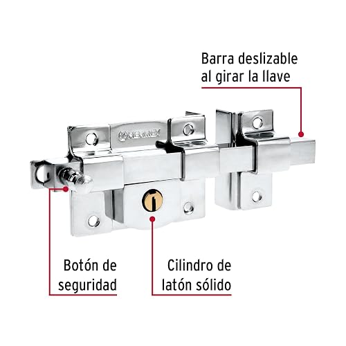 Hermex CB-40D, Cerradura de barra fija, derecha, acabado cromado