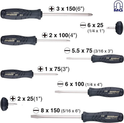 Destornillador VESSEL ARMOR GRIP 8 unidades Juego (JISDRIVE) No.550A8PTU (Anterior)