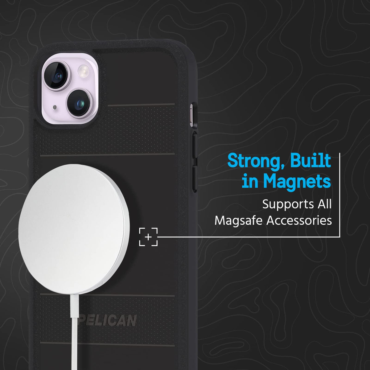 Case-Mate Pelican Protector - Funda magnética para iPhone 14 Plus, Compatible con MagSafe, Protección contra caídas de Grado MIL de 15 pies - Negro