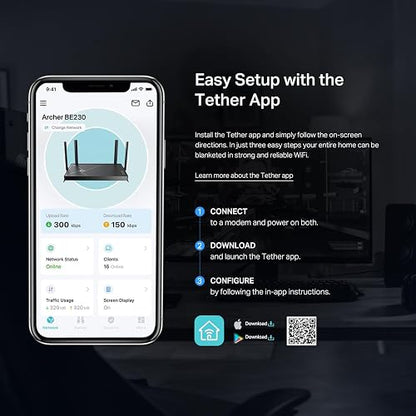TP-Link Archer BE230 – Router Wi-Fi 7 BE3600 de Doble Banda, hasta 3.6 Gbps, 2 × Puertos 2.5 Gbps, 3 × Puertos LAN Gigabit, Puerto USB 3.0, EasyMesh y Seguridad HomeShield