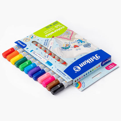 Pelikan Plumón Colorella Textil con 12 Piezas. Ideal para pintar sobre telas. No mancha.