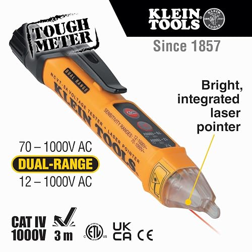 KLEIN TOOLS NCVT5KIT | Kit Probador De Voltaje | Doble Rango | Detector de voltaje para diagnósticos seguros; este probador de corriente detecta tensión sin contacto y agiliza revisiones.