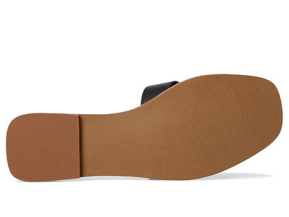 Steve Madden Hadyn Sandalias Negras de Cuero con Corte en la Correa y Plataforma Tacón Slip On Abiertas para Mujeres