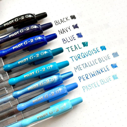 Pilot G2 Boost - Bolígrafos de Gel Azul, Punta Fina 0.7 mm, Paquete de 8 | Los colores de productividad, bolígrafos de tinta negra y azul surtidos, bolígrafo de punta fina de 0,7 mm, bola borrable