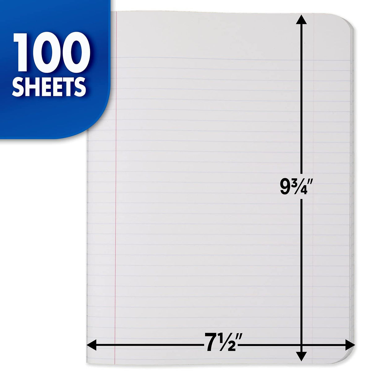 Mead - Cuaderno Cuadrado, 100 Hojas, Rayado Universitario, Negro, Paquete De 3