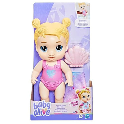 Baby Alive Hasbro Harper Hugs Chapuzón de Sirena - Muñeca de bebé de 28 cm para Jugar en el Agua para niños y niñas a Partir de 3 años