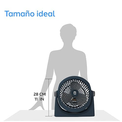 NAVIA Ventilador Escritorio de 10 Pulgadas CEN-1012 | 3 Velocidades | Cabezal 360° | Silencioso y Potente | Azul Marino